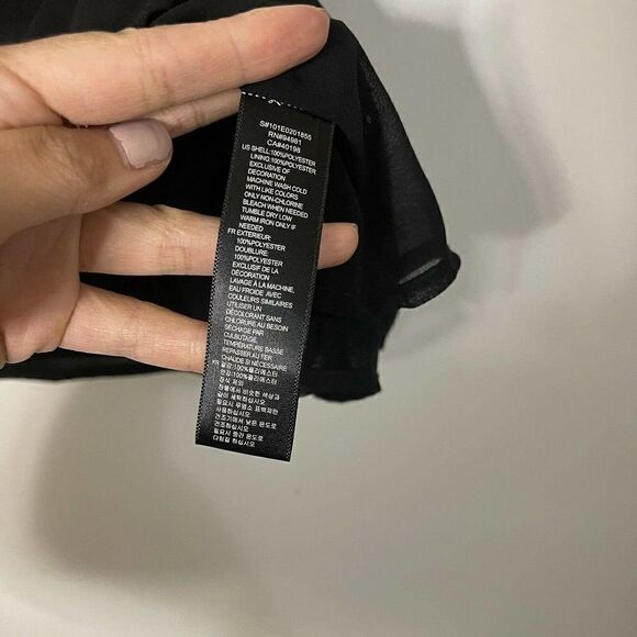 Forever 21 black chiffon double layer beaded tank blouse top size small - Picture 5 of 5